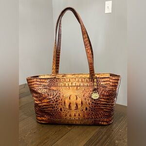 Brahmin Pecan Colored Crocodile-Embossed Tote with COA